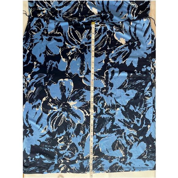 AVENUE, PLUS 18/20, BLACK/BLUE, FAUX WRAP TOP DRESS - Picture 8 of 9